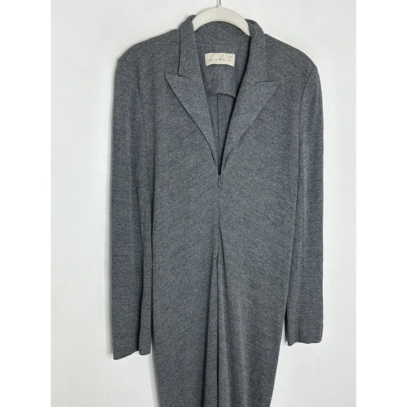 Ling-Shan Li Made In New York Gray Zip Front Long Sleeve Maxi Dress Size Large - Picture 2 of 7